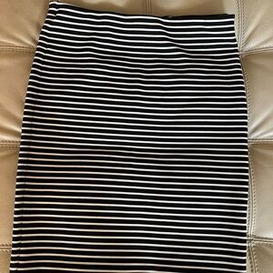 LOFT Black and White Striped Skirt